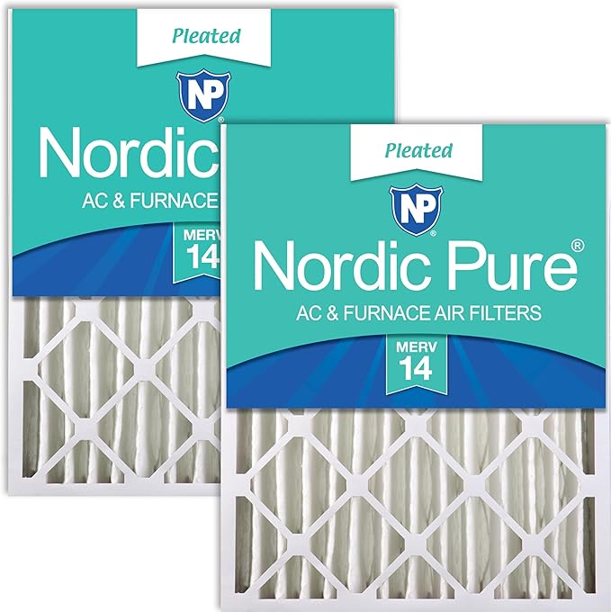 Nordic Pure 20x20x4 (Actual Size: 19 1/2 x 19 1/2 x 3 5/8) Pleated MERV 14 Air Filters 2 Pack