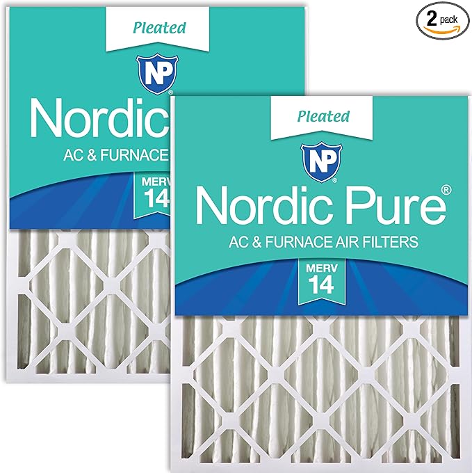Nordic Pure 16x25x4 (Actual Size: 15 1/2 x 24 1/2 x 3 5/8) Pleated MERV 14 Air Filters 2 Pack