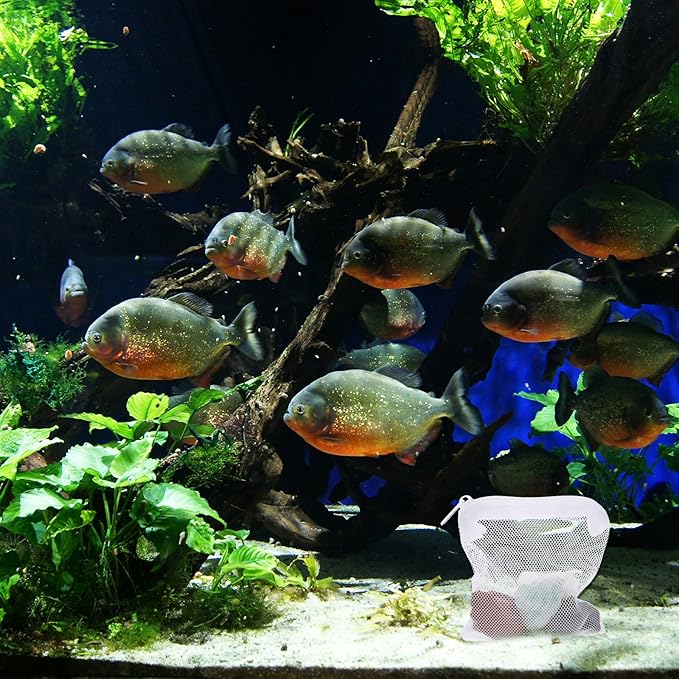 15Pcs Aquarium Filter Media Bags, Mini Fish Tank Media Mesh Filter Bags Reusable for Activated Carbon,Filter Stones(4.3”×3.9”(White)