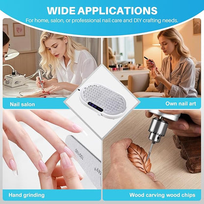 Nail Dust Collector, 1600PA Professional Nail Vacuum Dust Collector Fan with Filter Papers (30 Pcs) for Acrylic Nail Polishing & Manicure at Nail Salon & Home