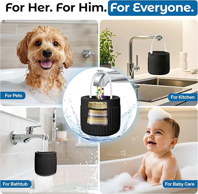 Engineered with an Advanced 17-STAGE System, This Bath Filter for Tub Includes Vitamin C & E + Minerals, Removes Chlorine & Softens Hair, Skin & Nails, 7000-Gallon Long-Life Cartridge | Patent Pending
