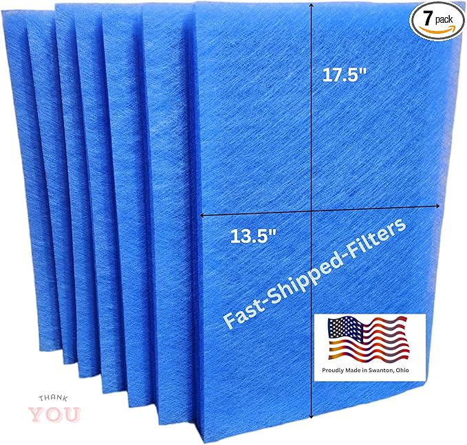 Fast-Shipped-Filters 7 Pack Replacement Filter Pads Compatible with MicroPower Guard One Hour Air Cleaner Refill Blue (7, Blue, 15x21)