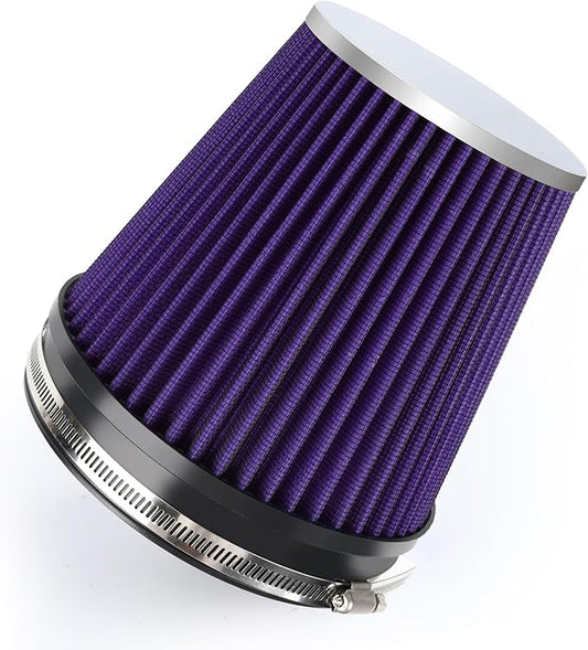 6" 152mm Cold Air Intake Filter Clamp-On Replacement High Flow Inlet Air Filter High Performance Washable Cone Filter 7" Tall Purple