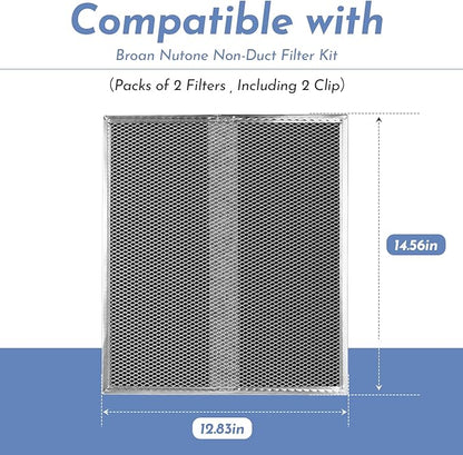 Upgrade HPF30 Charcoal Range Hood Non-Ducted Filter (with Clips), for Broan Nutone S97020466 Series Range Hood 14.6” x 12.8” x 0.14” Traps Odors Grease Filters Type XC - 2 Pack