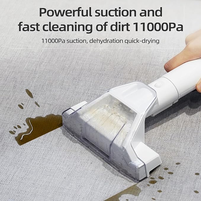 Portable Multifunctional Carpet Cleaning Machine,Electric Floor Scrubber and Vacuum Cleaner, Wet Dry Cleaning System, Black and White