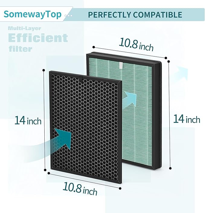 BioGS 2.0 Filters Replacement Kit Compatible with Filter Replacement SPA-550A and SPA-625A, Air Cleaner to Remove Odor for Home and Large Room, 1x H13 True HEPA and 1x Carbon