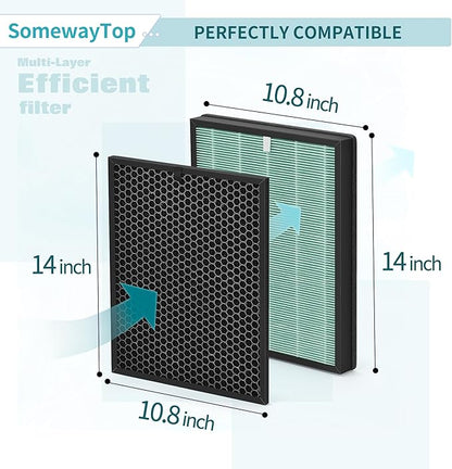 BioGS 2.0 Filters Replacement Kit Compatible with Filter Replacement SPA-550A and SPA-625A, Air Cleaner to Remove Odor for Home and Large Room, 1x H13 True HEPA and 1x Carbon