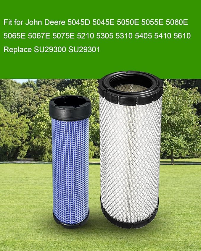 Air Filters Fit for John Deere SU29300 SU29301 5045D 5045E 5050E 5055E 5060E 5065E 5067E 5075E 5210 5305 5310 5405 5410 5610, Tractor Primary and Secondary Air Filter Kit