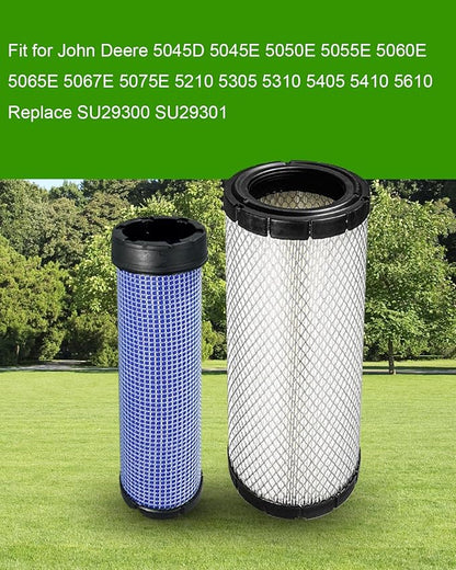 Air Filters Fit for John Deere SU29300 SU29301 5045D 5045E 5050E 5055E 5060E 5065E 5067E 5075E 5210 5305 5310 5405 5410 5610, Tractor Primary and Secondary Air Filter Kit