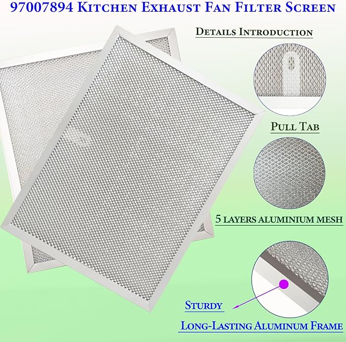 2-Pack upgraded 97007894 kitchen vent hood filter 9.9" x 11.7" x 0.38" Fit Bro-an 97005683 Range Hood Filter and NSP GE Kenmore NuT-one Range Hood vent Filters - Traps Grease & Filters Cooking Air