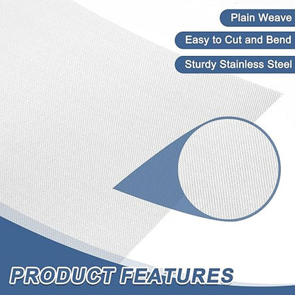 uxcell 50 Mesh 79" x 12" Woven Wire Mesh, 304 Stainless Steel Air Vent Filter Screen, Window Screen Mesh for DIY Projects Vents Cover Filtration Animals Fence