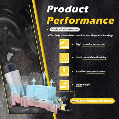 68310865AB Aluminum Engine Oil Cooler Oil Filter Housing Adapter Compatible with 2017 2018 Dodge Journey Charger Challenger Caravan Jeep Wrangler Cherokee Chrysler 200 300 Ram ProMaster