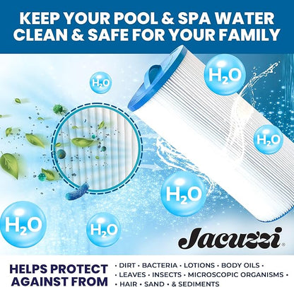 Jacuzzi ProClear II 60 Sq Ft Replacement Filter Cartridge 6000-383AJ2, Fits 2002+ J-300 Series Hot Tubs - Hydro Filter with Twist-Off Cap, Premium Spa Water Filtration for Clean, Clear Waters - 2 Pack