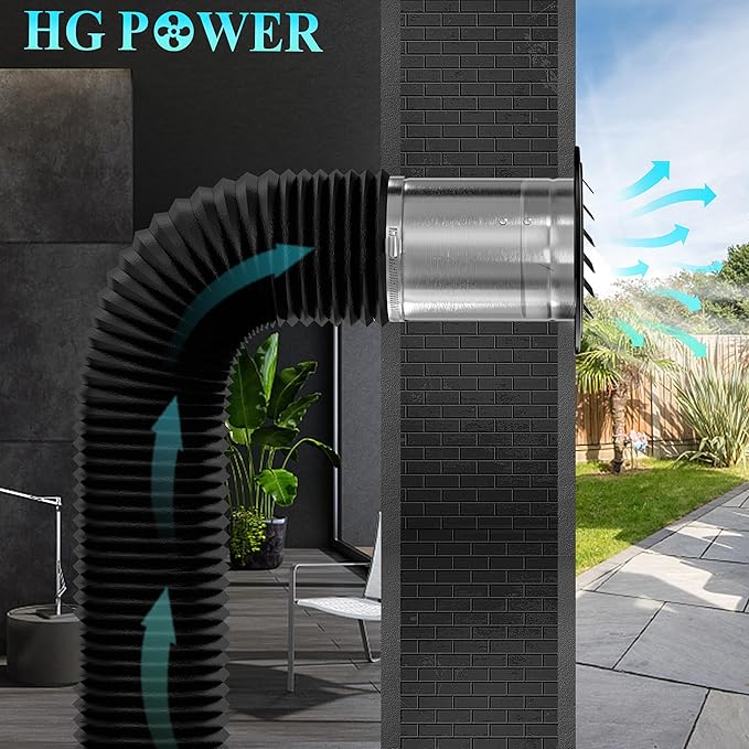 HG Power 4 Inch Black Stainless Steel Soffit Vent Cover - Round Exhaust Vent with Mesh Screen for Indoor/Outdoor Use in Homes, Offices, Factories (2-Pack, Hardware Not Included)