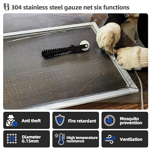20 Mesh 304 Stainless Steel Mesh Screen, 47''×118''（120cm×300cm） Wire Screen Mesh, Rust Free Woven Wire Mesh, Metal Mesh Screen for Air Vents, Window Screen, Filters, Cage,Garden Covers