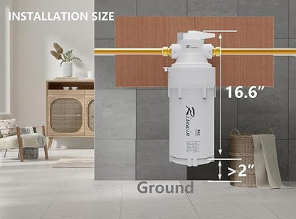 Inline Water Filter| Risewin 3-Stage Whole House Water Filter System with 4-Mode Valve 3-Min Change, No Shutdown, 8 GPM High Flow | Military-Grade Housing & Iron Removal for Well & City Water, RV
