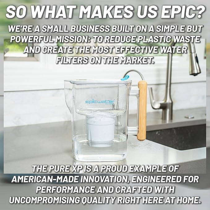 Epic Water Filters Pure REPLACEMENT Compatible with Epic Pure Water Pitcher/Removes Fluoride, Lead, Forever Chemicals, Heavy Metals, Industrial Pollutants/Filters 100 Gallons (1, Pure XP)