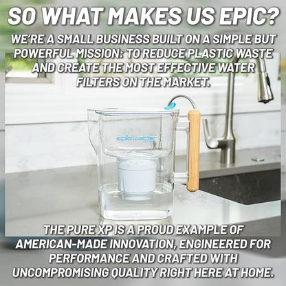 Epic Water Filters Pure REPLACEMENT Compatible with Epic Pure Water Pitcher/Removes Fluoride, Lead, Forever Chemicals, Heavy Metals, Industrial Pollutants/Filters 100 Gallons (1, Pure XP)