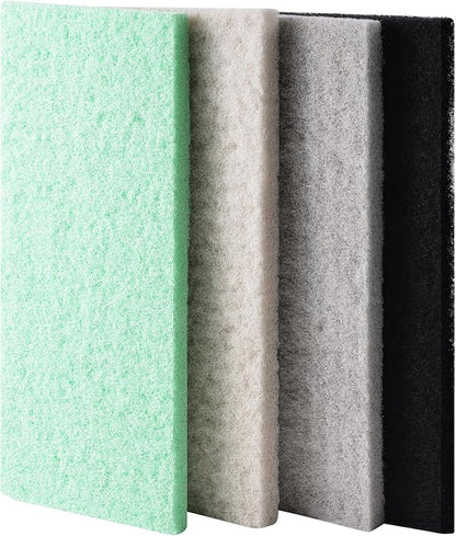 4-Pack Mixed Aquarium Sponge Filter Pad, Cut-to-Fit Aquarium Foam with Ammonia&Carbon&Phosphate Reducer, Aquarium Filter Foam Sponges for Fish Tank Filters (12.6" x 5" x 1'')