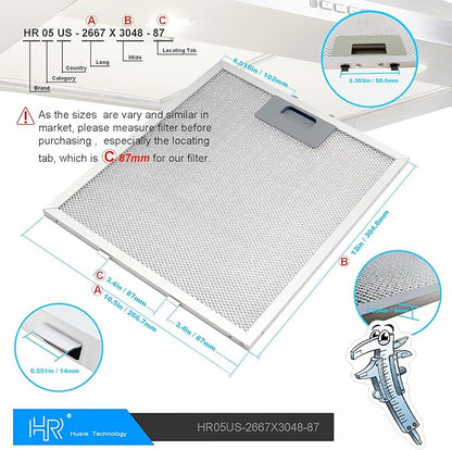 W10169961A Range Hood Filter Replacement, Fits Whirlpool, Ikea, Kitchen Aid, Jenn Air, 5-Layer Aluminum Mesh Hood Grease Filter 10.5x12 Inch, Aluminum Range Hood Vent Filters, 2PCS