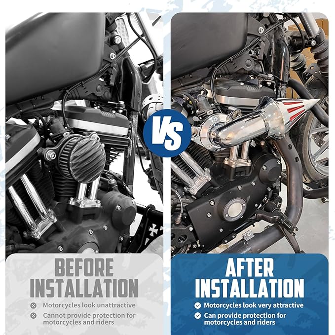 Air Cleaner Motorcycle CNC Spike Air Intake Filter Kit Fit for Harley Sportster XL Iron 883 1200 2004-2022 (Chrome)