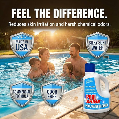 3-in-1 Pool Cleaner & Clarifier - Pool Chemicals, Pool Enzyme Cleaner, Water Clarifier, Waterline Scum Control, Filter Care, Clear Water Finish, 3 Liter (101.5 fl oz) - BubbyShine