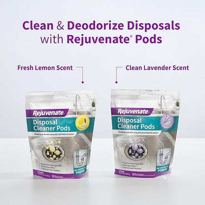 Rejuvenate Disposal Cleaner, 6 Pods, Lavender-Scented Disposal and Pipe Cleaner Pods with Bio-Enzymatic Formula Help Break Down Leftover Food Waste and Remove Odors for A Clean, Fresh Disposal