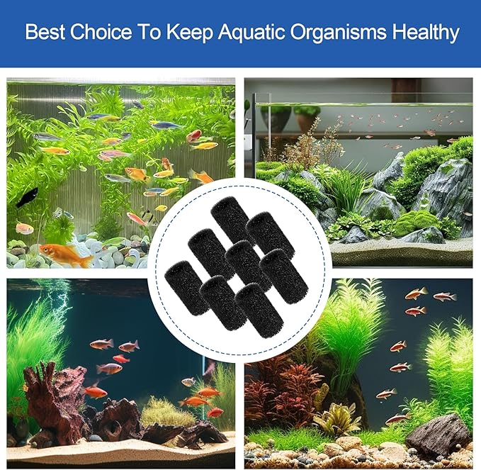 Pre Filter Sponge for Aquarium Shrimp Fry Fish Tank Filter Intake for Marina S10, S15 and S20 Filter,Imagitarium Replacement Filter Foam Cover Aquarium Filter Media Protects Baby Fish & Shrimp-8Pack