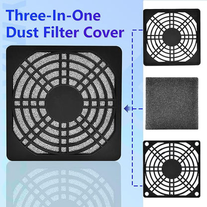 Dust Filter PC 80mm Cooling Fan Filter Dustproof Cover, 2 Pack PC Case Fan Grill ABS Protective Dust Guard Mesh Cover with Screws for Computer Case Cooling Fans, Effective Dust Protection