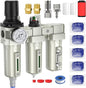 3/4" NPT Air Compressor Water Separator, Industrial Grade 3 Stage Air Drying System with 0-240 PSI Air Regulator, Particulate Filter, Coalescing Filter, Desiccant Dryer, Metal Bowl, Auto Drain