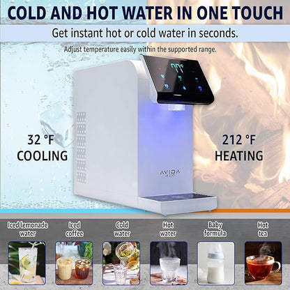 Ultra Instant Hot & Cold Water Dispenser - Bottleless Water Dispenser Countertop, Full Installation Kit, Quiet Multi-Stage Filtration + UV Sterilization - White