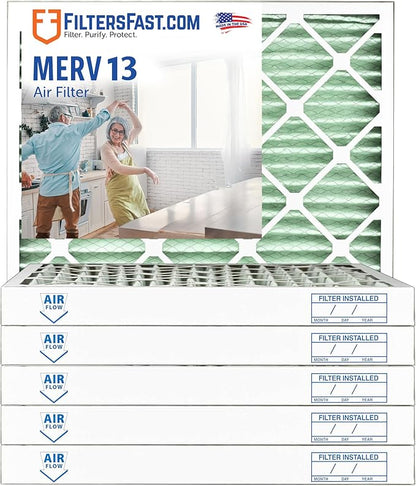Filters Fast 18x25x2 Pleated Air Filter Merv 13, 2 Inch AC Furnace Air Filters, Made in the USA, Actual Size 17.75x24.75x1.75, 6 Pack
