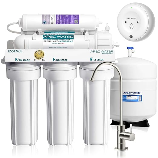APEC WATER | Reverse Osmosis Water Filter, Alkaline 6-Stage RO System, pH+ Remineralization for Natural Spring Taste, Under Sink Filter WQA Certified Removes 1K+ Impurities, 75 GPD - Smart ROES-PH75LD