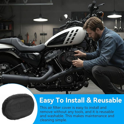 Meonum 2 Pack Air Filter Waterproof Rain Sock Covers, Compatible with Harley 114 Road King/Touring/FLHR/FLHX/Dyna/Softail, Air Cleaner Dustproof Protective Wraps Covers