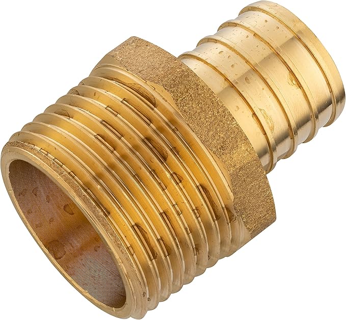 10-Pack EFIELD Barb Crimp Pex 3/4 Inch x 3/4 Inch NPT Male Adapter NPT Brass Fitting, ASTM F1807,(PEX1807021)
