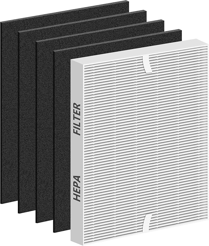 Improvedhand AP-1512HH Replacement Filter for Coway Airmega Puri-fier AP-1512HH-FP AP-1518R AP-1519P, 1 Pack H13 True High Efficiency &4 Pack Activated Carbon Pre-Filter, Replace Part # 3304899