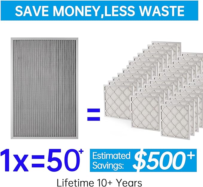 UBeesize 14x18x1 Air Filter HVAC AC Furnace Filter,MERV 8,Reusable Washable, Lasts a Lifetime,Permanent Air Filter,Breathe Fresher,Home And Office(Actual Size:13.74x17.83x0.8Inch)