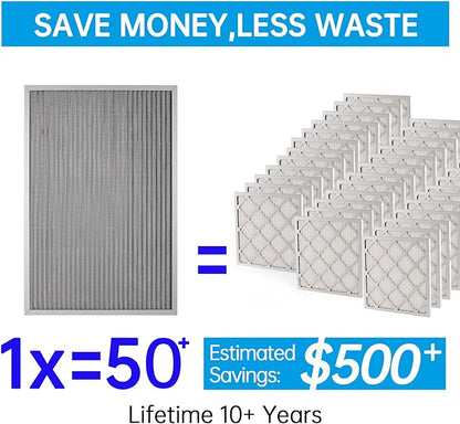 UBeesize 14x18x1 Air Filter HVAC AC Furnace Filter,MERV 8,Reusable Washable, Lasts a Lifetime,Permanent Air Filter,Breathe Fresher,Home And Office(Actual Size:13.74x17.83x0.8Inch)
