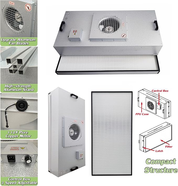 INTSUPERMAI Vertical Laminar Flow Hood Air Flow Clean Bench Workstation with HEPA Aluminum Blade Fan Rated Air Volume 706cfm Dust Free Room Workshop for Dust Free Work Operatiom 110V