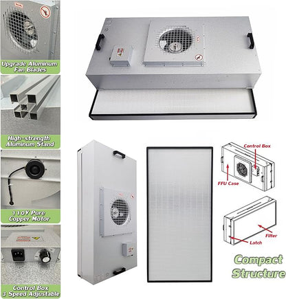 INTSUPERMAI Vertical Laminar Flow Hood Air Flow Clean Bench Workstation with HEPA Aluminum Blade Fan Rated Air Volume 706cfm Dust Free Room Workshop for Dust Free Work Operatiom 110V