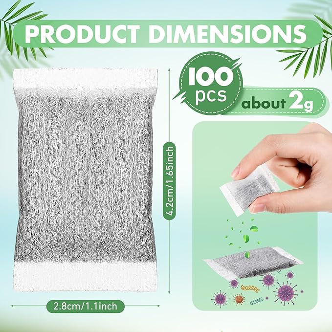 Lounsweer 100 Pcs Activated Charcoal Water Filter Coconut Shell Distiller Filters Activated Charcoal Sachets for Most Replacement Countertop Water Distillers