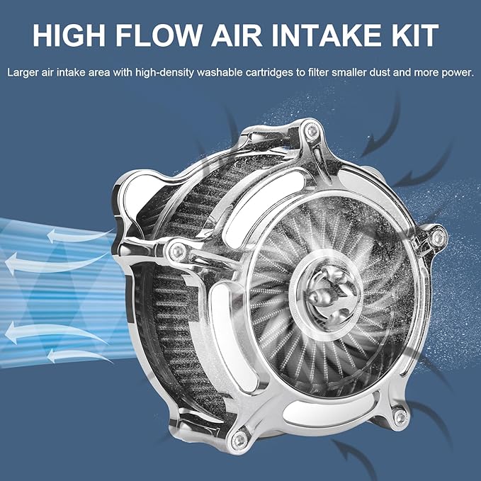 Air Filter Cleaner for Harley Davidson Softail Touring Street Road King Glide Trike for Harley Davidson Air Intake Filters for Softail Dyna 93-15, Touring 01-07 Grey