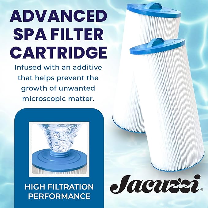 Jacuzzi ProClear II 60 Sq Ft Replacement Filter Cartridge 6000-383AJ2, Fits 2002+ J-300 Series Hot Tubs - Hydro Filter with Twist-Off Cap, Premium Spa Water Filtration for Clean, Clear Waters - 2 Pack
