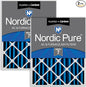 Nordic Pure 16x25x4 (Actual Size: 15 1/2 x 24 1/2 x 3 5/8) Pleated Air Filters MERV 7 Plus Carbon 2 Pack