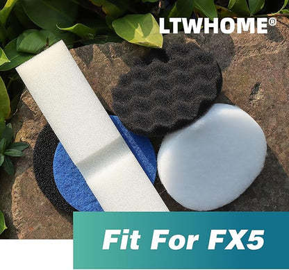 LTWHOME Foam Filter Set, Fine Filters, Carbon Filters, Bio-Foam Filters and Polishing Pads Fit for Fluval FX5 (Pack of 42)