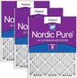 Nordic Pure 20x20x1 (Actual Size: 19 1/2 x 19 1/2 x 3/4) Pleated MERV 8 Air Filters 3 Pack