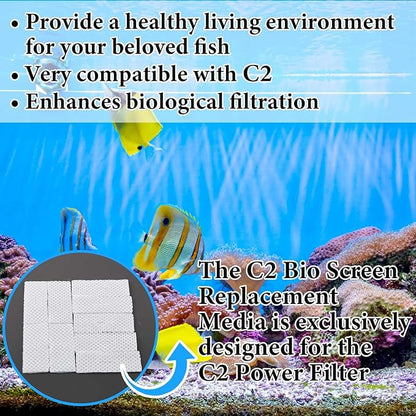 Maxcheck 10 Pcs Biological Filter Screens Bio-Screen Pad Filter Pad for Aquarium Filtration System(Compatible with C2)