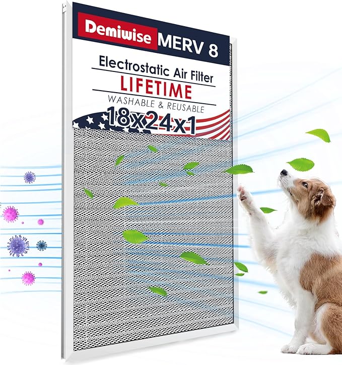 18x24x1 Air Filter, Washable & Reusable Aluminum AC/HVAC Furnace Electrostatic Filter, Lifetime Permanent Air Filter, Easy to Clean, Healthier Home or Office(Actual Size:17.50x23.50x0.82)
