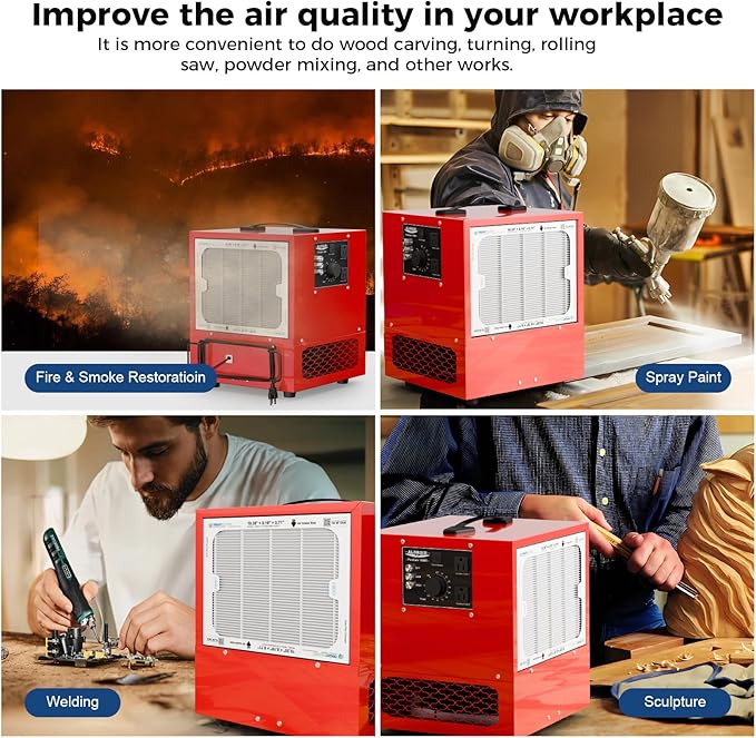 ALORAIR Portable Air Filtration System, 180° Air Intake (850/1050CFM) Tabletop Dust Collector for Woodworking with Strong Vortex Fan, Air Filter for Garage, Works Shop, Home, Purecare 1050