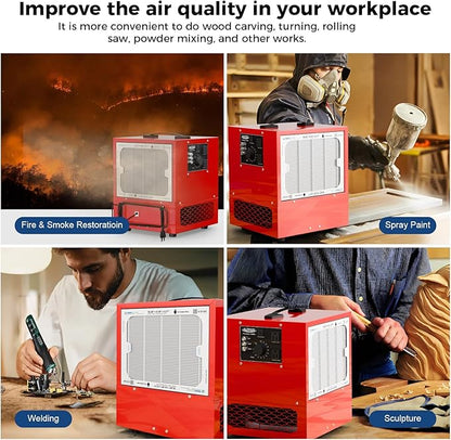 ALORAIR Portable Air Filtration System, 180° Air Intake (850/1050CFM) Tabletop Dust Collector for Woodworking with Strong Vortex Fan, Air Filter for Garage, Works Shop, Home, Purecare 1050